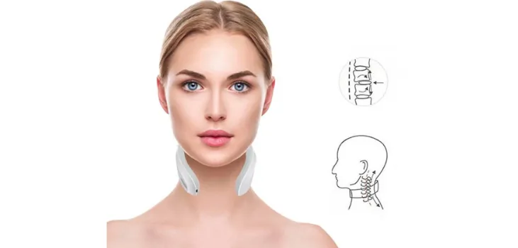 soothely neck massager on a woman model